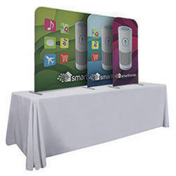 EuroFit tabletop displays with stretch fabric graphic.
