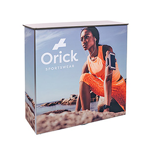 Expolinc Fold Out Counter with vibrant SEG fabric graphics and folding design.
