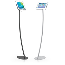 Curved ipad tablet stand in black.