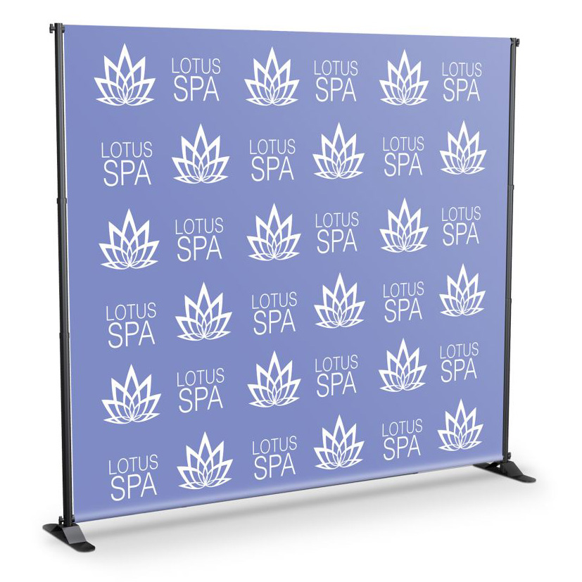 Step and repeat banner stand backdrop display with adjustable frame