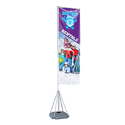 Outdoor extra tall XL advertising flag banner displays.