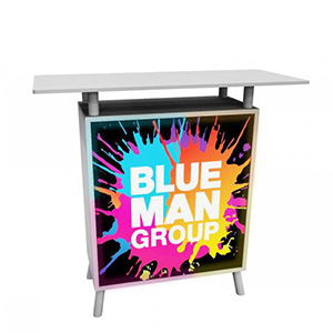 Classic custom portable backlit counter with custom top and vibrant graphic.