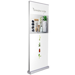 Expand MediaScreen 2 double-sided retractable banner stand with non-curl graphic banner.
