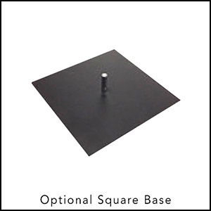 Outdoor convex flag stand with square base.
