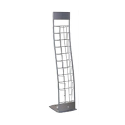 Innovative literature stand in silver with 10 pocket brochure holder.