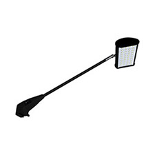 LED light fixture in black with arm for trade show displays and exhibits