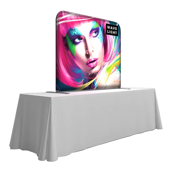 WaveLight backlit tabletop display with vibrant graphic.