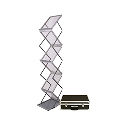 ZedUp lite portable literature stand with clear brochure holders and carry case.