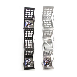 Zedup literature stand in silver and black with 6 pocket holder.